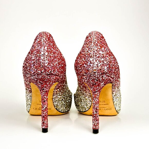 Jimmy Choo Pink and Silver Glitter Heels - Picture 6 of 12